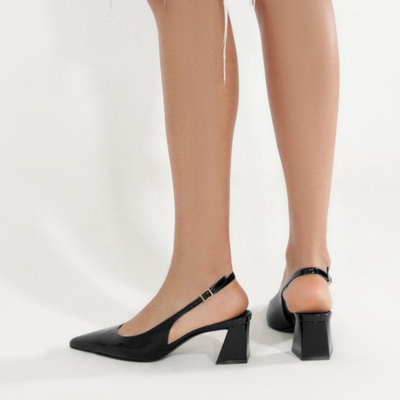 Scarpin Schutz Slingback Rhonda Mid Verniz Preto Maestà Scarpa