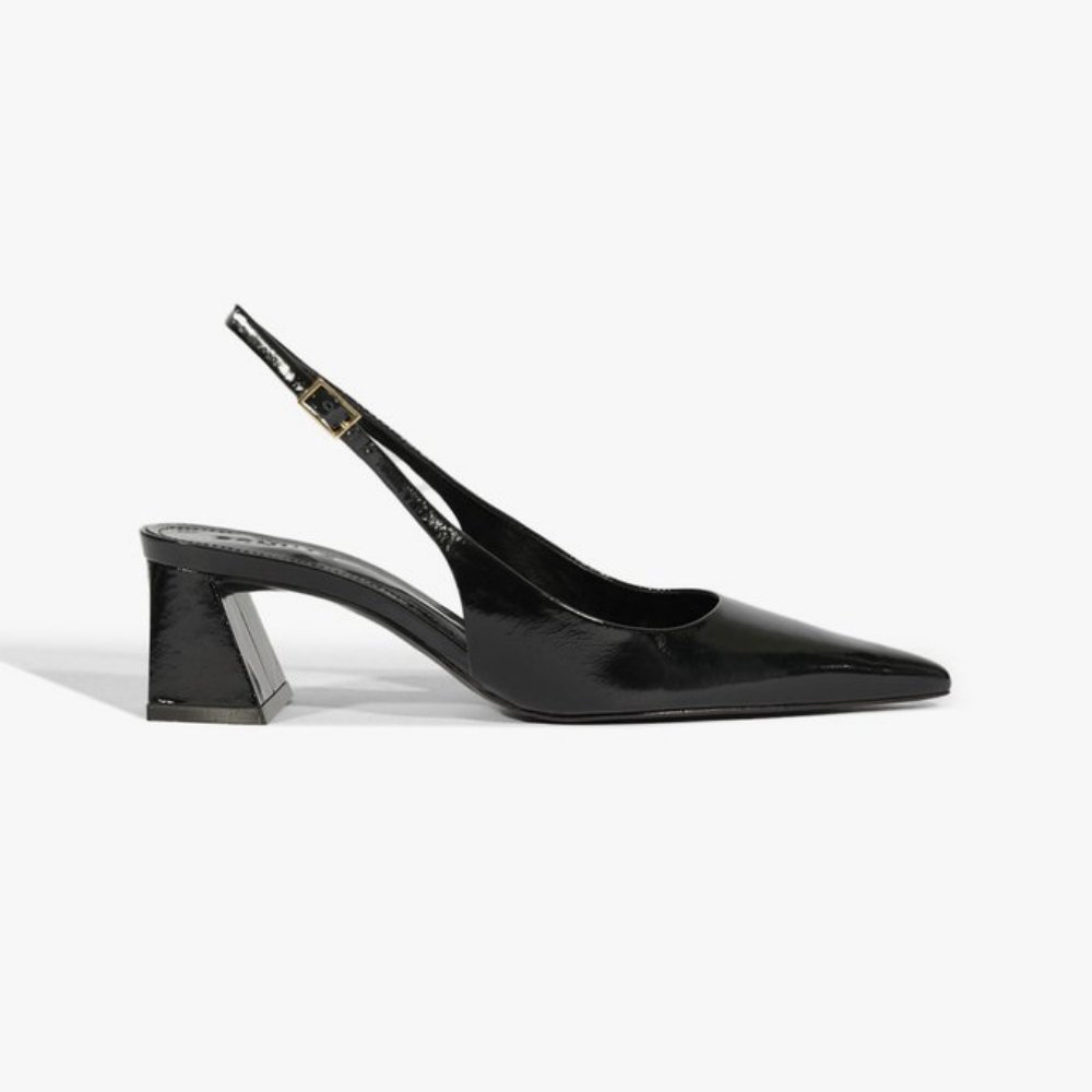 Scarpin Schutz Slingback Rhonda Mid Verniz Preto Maestà Scarpa