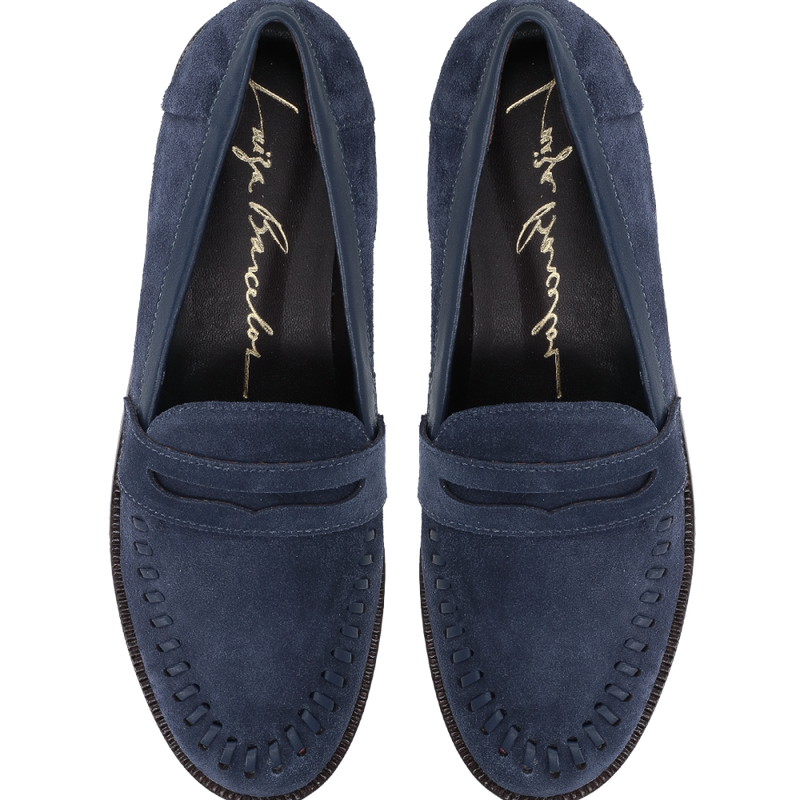 Mocassim Penny Loafer em Camurça Azul Naval – Clássico e
