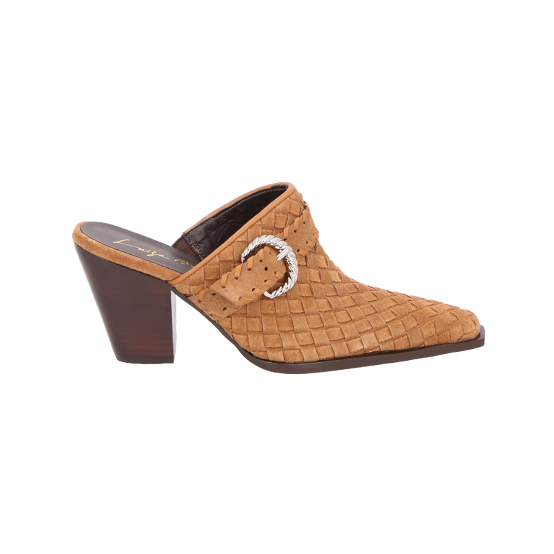 Mule em Tressê de Camurça Caramelo de Salto Médio – Artesania e