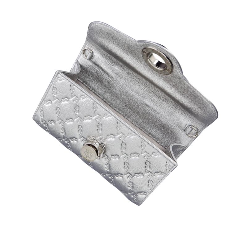 LES CRIS DE PARIS 54枚のカード Bolsa Lock Clutch Elos VH Couro Níquel Paladium | Maestà Scarpa