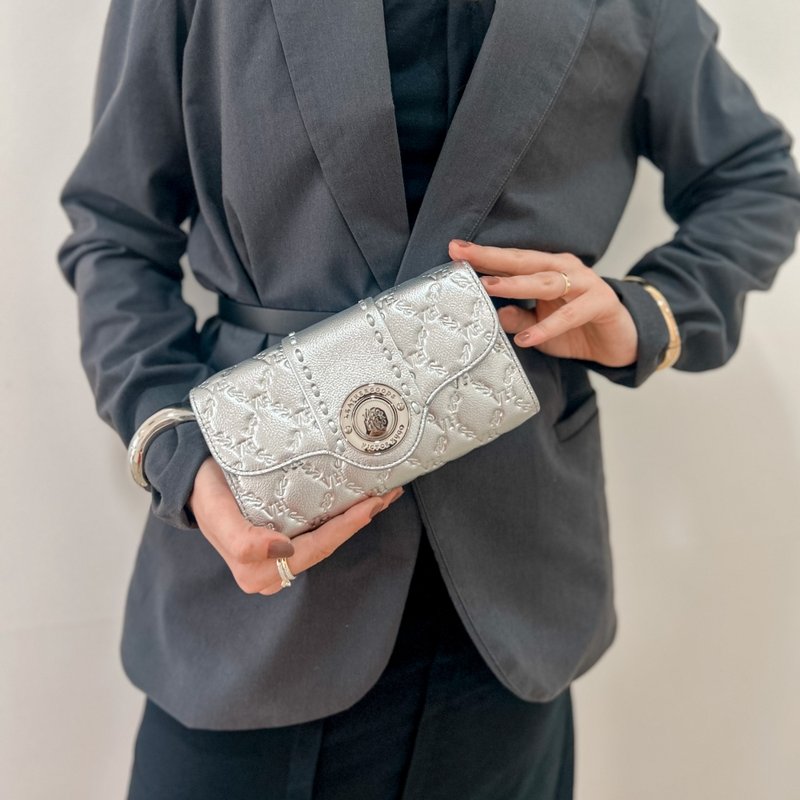 Bolsa Lock Clutch Elos VH Couro Níquel Paladium | Maestà Scarpa