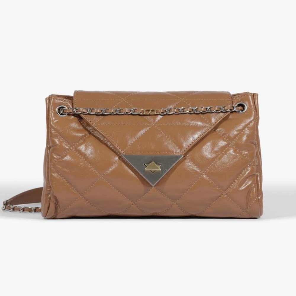 Bolsa Schutz Grande S95 Shine Crinkle Couro Marrom – Elegância e