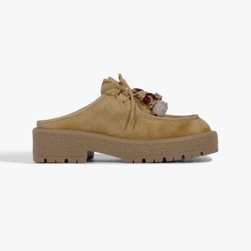 motto_kuma / OX SAND サンド Mocassim Tratorado Schutz Mule Andrea Camurça Marrom Claro
