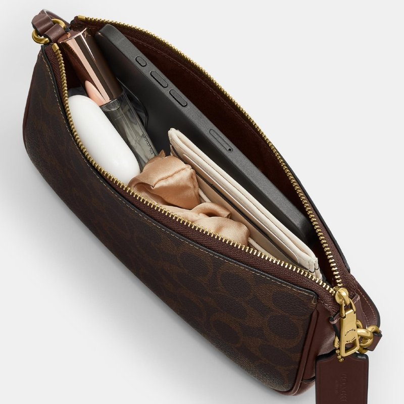 バッグ COACH handbag canvas leather signature Bolsa Coach Coated Canvas Signature Plaza 22 Marrom | Elegância e