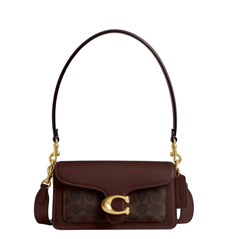 Bolsa Coach Tabby Shoulder Bag 20 Signature Canvas Marrom Escuro